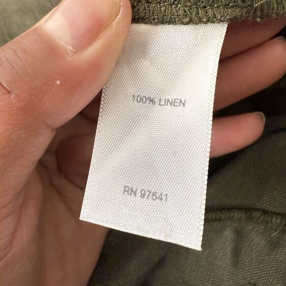 J Jill Love Linen Ankle Pants Women 2X Drawstring Lagenlook Beach Olive Coastal - Picture 6 of 11